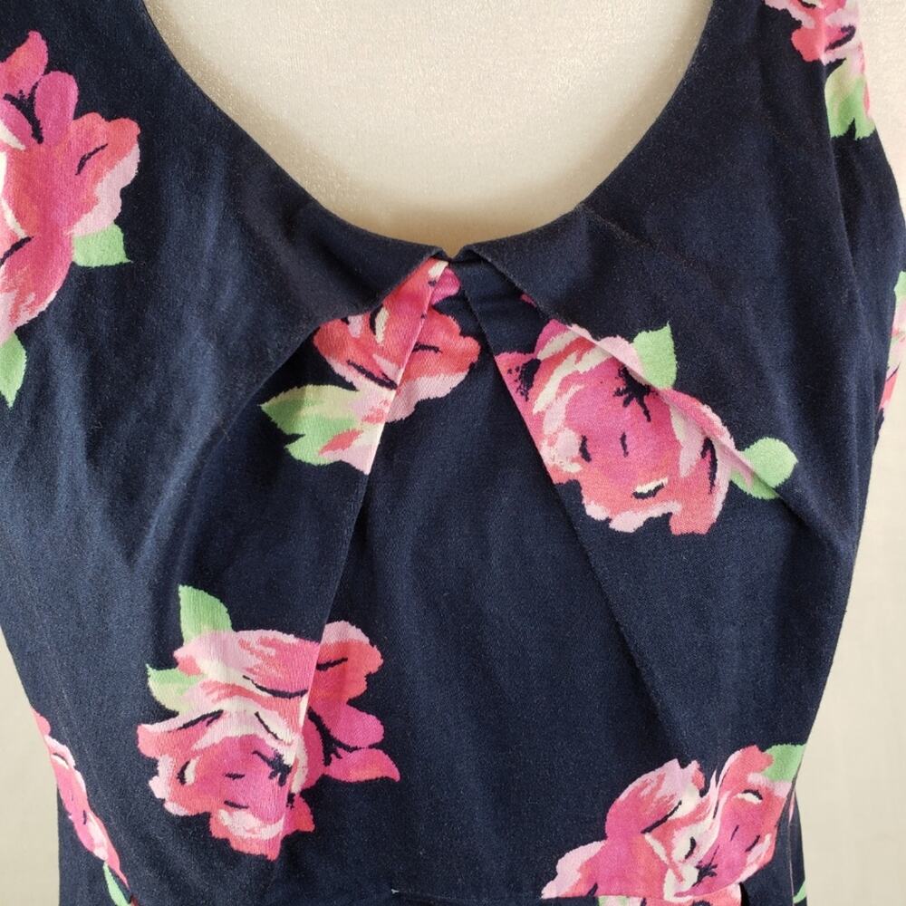 Motherhood Pleated Dress Maternity M Navy Blue Pink Roses Floral Empire Waist - Picture 4 of 7